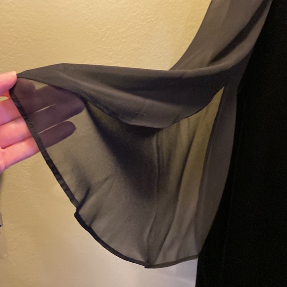 Black Velvet Dress with Sheer Sleeves - Picture 5 of 8